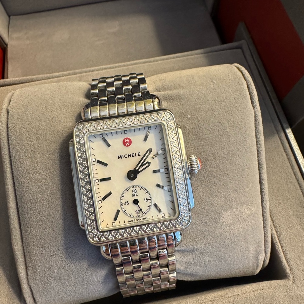 Michele Silver Watch, Band and Box